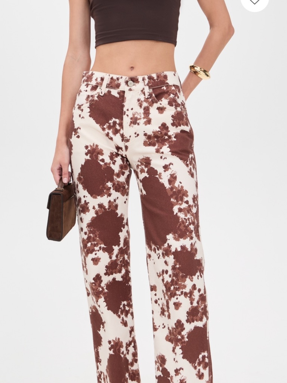 Reformation Wide-Leg Pants in Brown & Cream